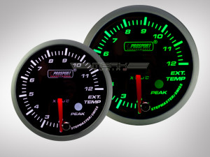 Abgastemperatur Anzeige Racing Premium Serie Grün/Weiss 60mm
